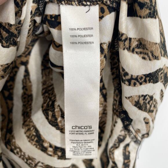 Chico’s Tunic Women’s Large Flowy Animal Print Romantic Feminine Balloon Sleeve - Picture 5 of 8